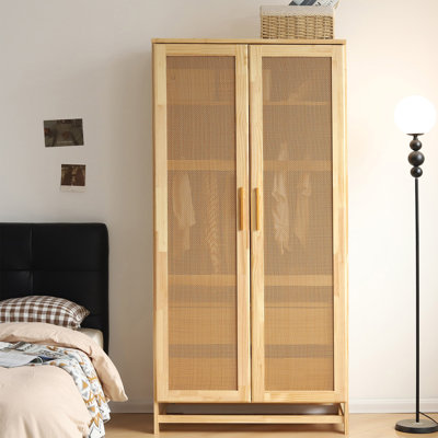 Albertha Solid Wood Wardrobe Rattan Doors by Bay Isle Home