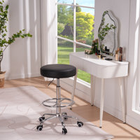 Mamoon 36" Height-Adjustable Drafting Stool with Gravity-Locking Casters, PU Leather Seat & Footrest by Inbox Zero