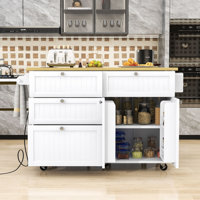 Rijwana 4 Drawers Kitchen Island Set With Drop Leaf And 2 Seatings by Red Barrel Studio