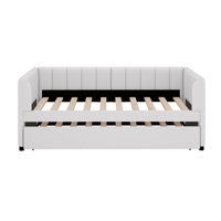Twin Size Upholstered Daybed With Ergonomic Design Backrest And Trundle