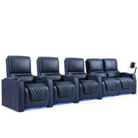Haiylee Zero Gravity Home Theater Seating Top Grain Leather Recliner Sofa Power Headrest Footrest by Wildon Home