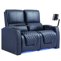 Haiylee Zero Gravity Home Theater Seating Top Grain Leather Recliner Sofa Power Headrest Footrest by Wildon Home