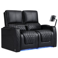 Haiylee Zero Gravity Home Theater Seating Top Grain Leather Recliner Sofa Power Headrest Footrest by Wildon Home