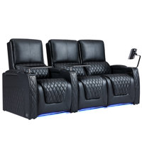 Haiylee Zero Gravity Home Theater Seating Top Grain Leather Recliner Sofa Power Headrest Footrest by Wildon Home