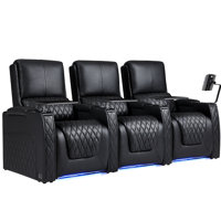 Haiylee Zero Gravity Home Theater Seating Top Grain Leather Recliner Sofa Power Headrest Footrest by Wildon Home