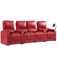 Haiylee Zero Gravity Home Theater Seating Top Grain Leather Recliner Sofa Power Headrest Footrest by Wildon Home