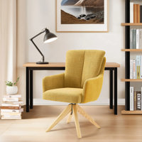 Bernab Swivel Upholstered Home Office Task Desk Chair with Oak Wood Base by Wade Logan