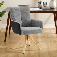 Bernab Swivel Upholstered Home Office Task Desk Chair with Oak Wood Base by Wade Logan
