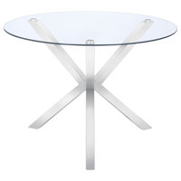 Jayelle Round Dining Table with Glass Top in Clear and Chrome by Wrought Studio