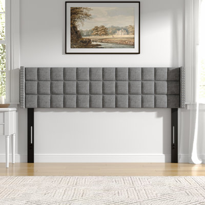 Guarani Adjustable Height Upholstered Wingback Headboard, Modern Channel Design by Wade Logan