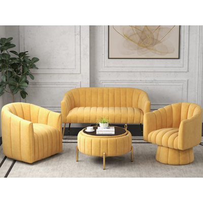 Ingimoth 4 - Piece Velvet Living Room Set by Mercer41