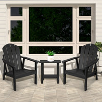Allissa Chair Set Of 2, Hdpe All Weather Allissa Chairs, Fire Pit Chairs, Patio Chairs, Lawn Chairs. Perfect For Porch, Patio, Poolside, Deck. (black) by Highland Dunes