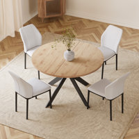 Kiayanna 46.4" Round Table Metal Legs Dining Table Set with 4 Dining Chairs by George Oliver