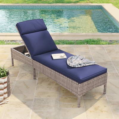Eban Outdoor Wicker Long Chaise Lounge with Cushion by Ebern Designs