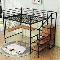 Ardella Metal Loft Bed with Desk and Wardrobe by Mason & Marbles