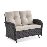 Durtche 2-Person Wicker Outdoor Patio Loveseat Glider with Cushions by Wildon Home
