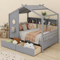 Maretti Wooden Full Size House Bed with 2 Drawers by Harper Orchard