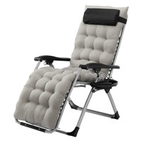 Silver Trim Black Zero Gravity Chair With Cushion