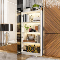 Tempered Glass Pantry Cabinet With LED Lights