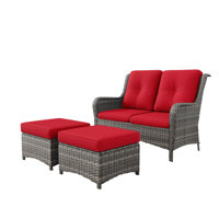 Parinka 49" Wide Outdoor Reversible Loveseat with Cushions by Winston Porter