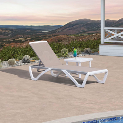 Sendi Patio Chaise Lounge Chair Set With Side Table for Pool Sunbathing Beach Deck Outdoor Lounger by Arlmont & Co.