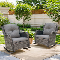 Aralin Outdoor PE Wicker Rocking Chair with Cushions by Lark Manor