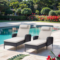 Carolina 74"Long Reclining Outdoor Chaise Lounge with Cushions