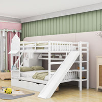 Ilitia Full over Full 2 Drawer Bunk Bed with Shelves by YUNMA by Harriet Bee