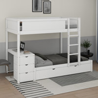 Iliyanka Kids Twin-Over-Twin Bunk Bed with Trundle with Drawers by Harriet Bee