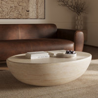 Ileana Oval Cement Coffee Table with Marble Finish by Poly & Bark