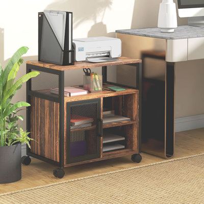 Braywood Mobile Printer Stand with Socket USB Charging Ports Wheels by 17 Stories