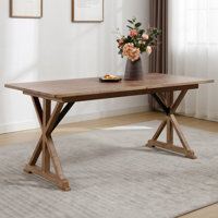 Abdulbaki Rectangular Solid Pine Farm Dining Table with Folding X-Style Legs by Gracie Oaks