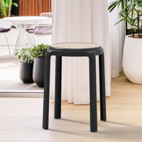 Alysoun Stackable Round Plastic Stool – Lightweight Backless Chair, Portable Extra Seating Dining Stool for Indoor, Patio, Garden, Poolside by Bay Isle Home