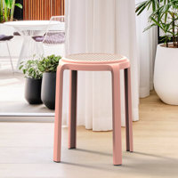 Alysoun Stackable Round Plastic Stool – Lightweight Backless Chair, Portable Extra Seating Dining Stool for Indoor, Patio, Garden, Poolside by Bay Isle Home