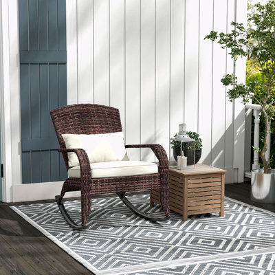 Outdoor Christiano Rocking Wicker Chair with Cushions by Lark Manor