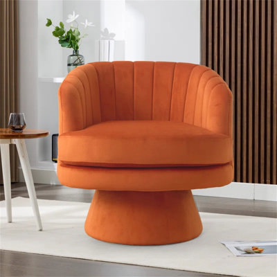 Romriell 29" Wide Modern Soft Upholstered Swivel Barrel Chair by Wade Logan