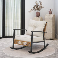 Aljaquan Patio Wicker Rocker with Cushions by Red Barrel Studio