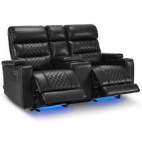 Power Reclining Loveseat Sofa with Adjustable Headrests and Console, Home Theater Seating by Ivy Bronx