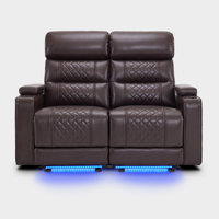 Power Recliner Loveseat Sofa With Adjustable Headrest, Home Theater Seating by Wrought Studio