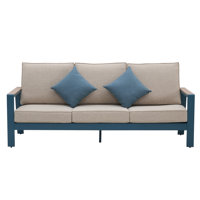 Apoch 83" Wide Outdoor Rectangle Patio Sofa with Cushions by Breakwater Bay