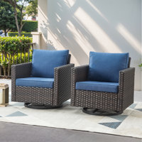 Outdoor Brooksie Swivel Gliding Wicker Chair with Cushions by Wade Logan