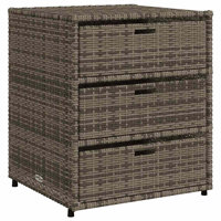 vidaXL Outdoor Storage Box 50 Gal Deck Box PE Rattan with Water-Resistant Bag, Gray 21.7"x23.2"x27.2" Storage Cabinet with 3 Drawers for Cushions & Eq