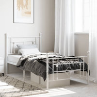 Ibai vidaXL Metal Bed Frame with Headboard, Under Bed Storage, Noise Free, No Mattress
