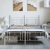 Ibai vidaXL Metal Bed Frame with Headboard, Under Bed Storage, Noise Free, No Mattress