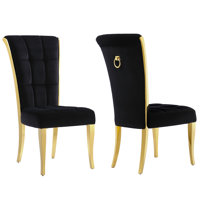 Hrithika Velvet Upholstered Side Chair in Black by Rosdorf Park