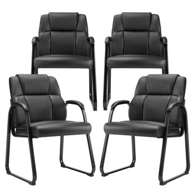 Kojiro PU Leather Conference Reception Chair Set in Bulk with Padded Armrests, Waiting Room Chairs by Ivy Bronx