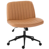 Avicia 26" Wide Seat Criss Cross Legged Office Chair, Armless Office Desk Chair With Wheels by Ebern Designs