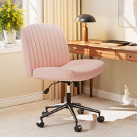 Avicia 26" Wide Seat Criss Cross Legged Office Chair, Armless Office Desk Chair With Wheels by Ebern Designs