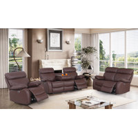 Javez 3 Piece Faux Leather Reclining Living Room Set