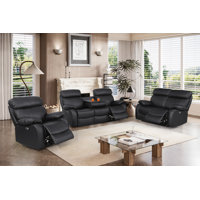 Javez 3 Piece Faux Leather Reclining Living Room Set by Latitude Run